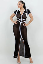 Netting 2 Way Front Zipper Maxi Dress | Mixtshop LLC