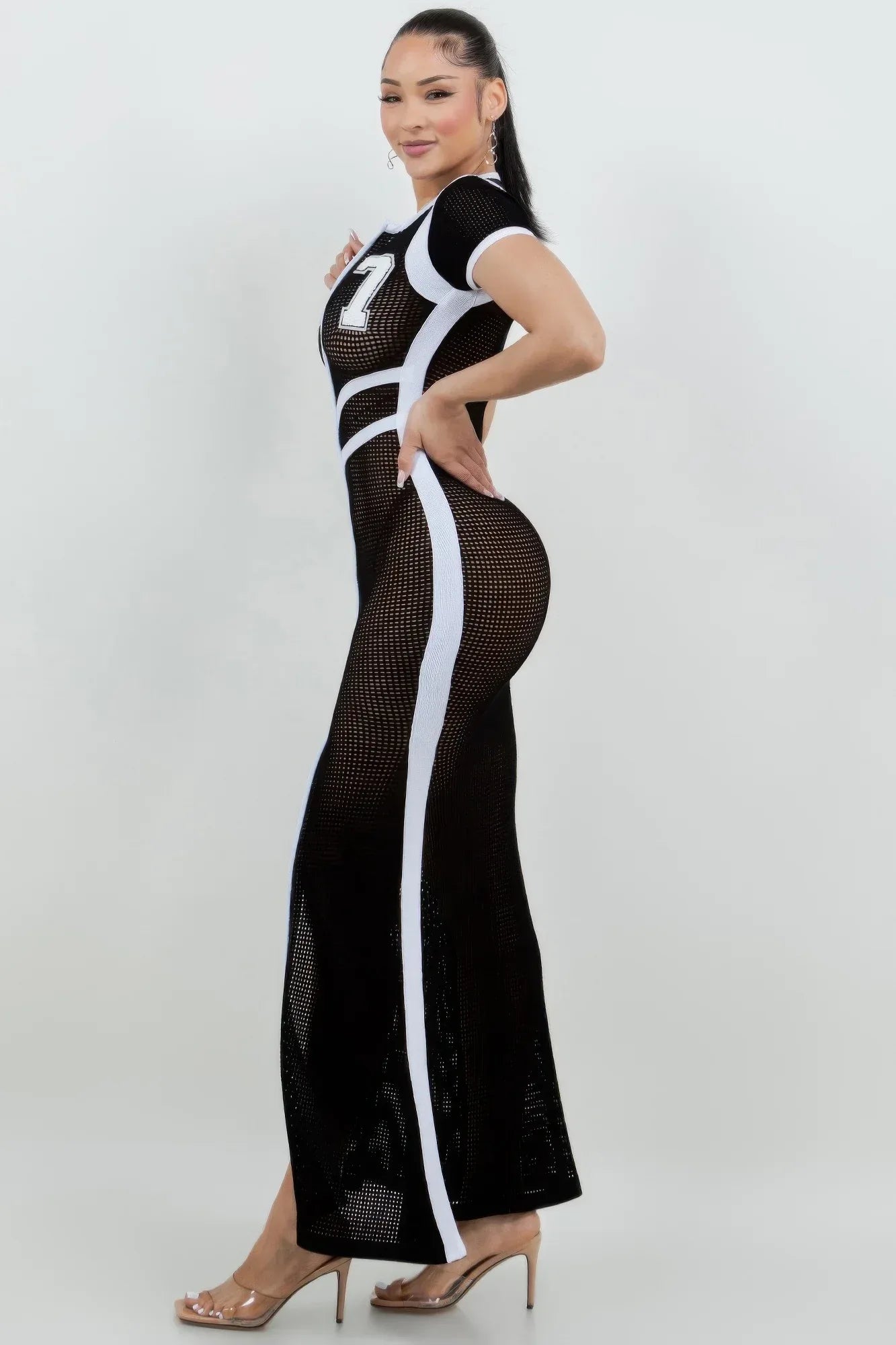 Netting 2 Way Front Zipper Maxi Dress | Mixtshop LLC