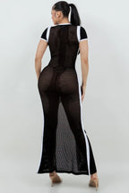 Netting 2 Way Front Zipper Maxi Dress | Mixtshop LLC
