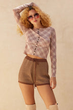 Striped Knit Wide-leg Drawstring Sweater Shorts | Mixtshop LLC