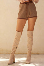 Striped Knit Wide-leg Drawstring Sweater Shorts | Mixtshop LLC