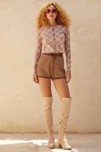Striped Knit Wide-leg Drawstring Sweater Shorts | Mixtshop LLC