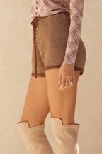 Striped Knit Wide-leg Drawstring Sweater Shorts | Mixtshop LLC