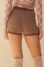 Striped Knit Wide-leg Drawstring Sweater Shorts | Mixtshop LLC