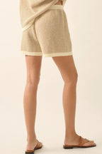 Striped Knit Wide-leg Drawstring Sweater Shorts | Mixtshop LLC