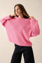 Solid Rib-knit Oversized Boatneck Sweater | Mixtshop LLC
