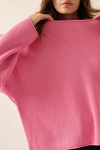 Solid Rib-knit Oversized Boatneck Sweater | Mixtshop LLC