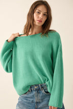 Solid Rib-knit Oversized Boatneck Sweater | Mixtshop LLC