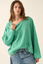 Solid Rib-knit Oversized Boatneck Sweater | Mixtshop LLC