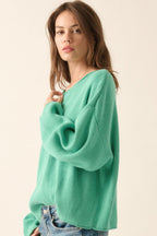 Solid Rib-knit Oversized Boatneck Sweater | Mixtshop LLC