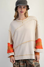 Color Mix Embroidered Washed Pullover | Mixtshop LLC