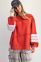 Color Mix Embroidered Washed Pullover | Mixtshop LLC