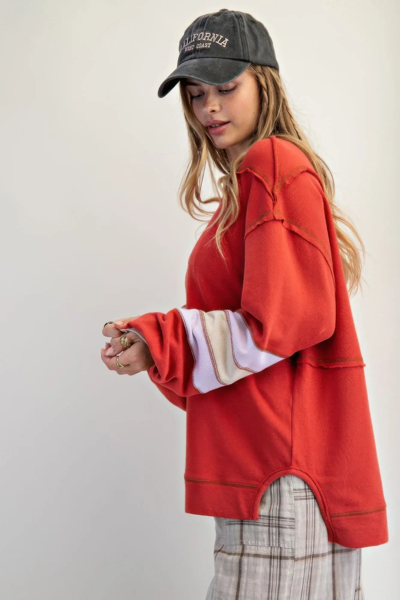 Color Mix Embroidered Washed Pullover | Mixtshop LLC
