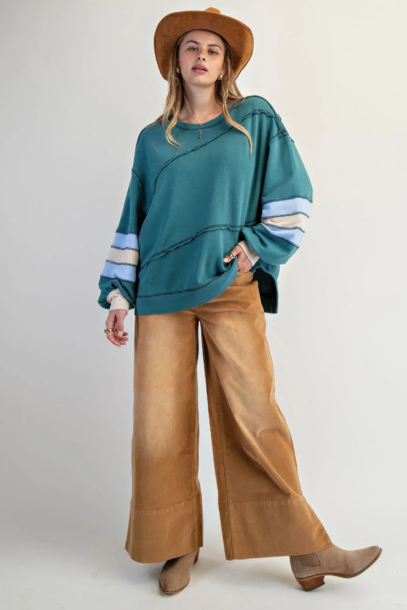 Color Mix Embroidered Washed Pullover | Mixtshop LLC