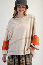 Color Mix Embroidered Washed Pullover | Mixtshop LLC
