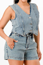 Classic Denim Vest And Short Pants Set | Mixtshop LLC