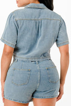 Cropped Denim Shirt And Skort Set | Mixtshop LLC