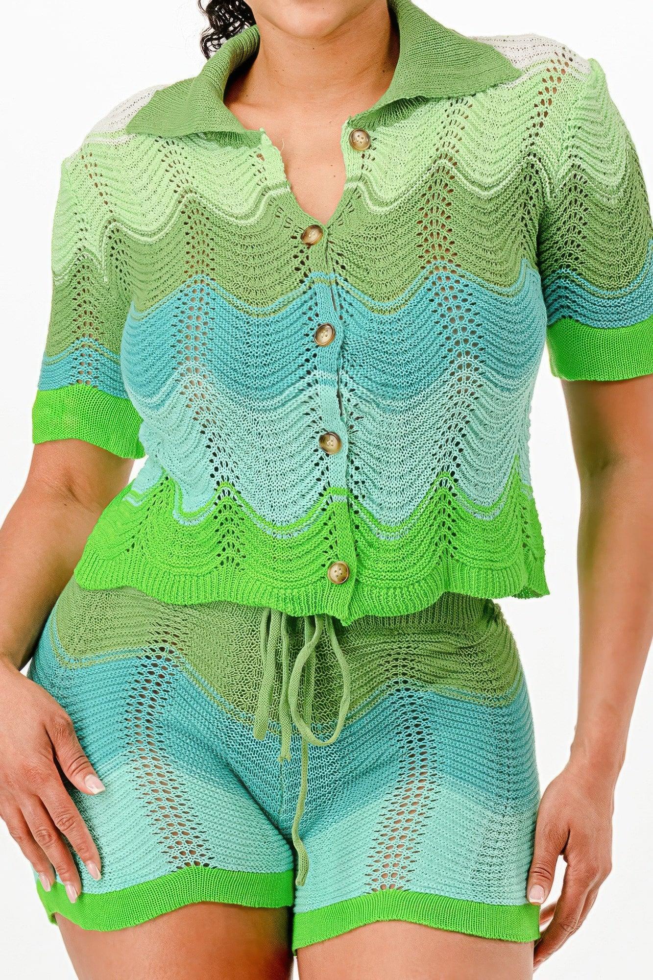 Knit Cardigan Short Set | Mixtshop LLC