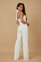 Rhinestone Ribbon Haltered Neck Jumpsuit | Mixtshop LLC
