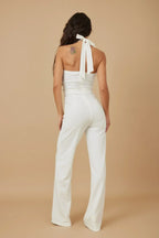 Rhinestone Ribbon Haltered Neck Jumpsuit | Mixtshop LLC