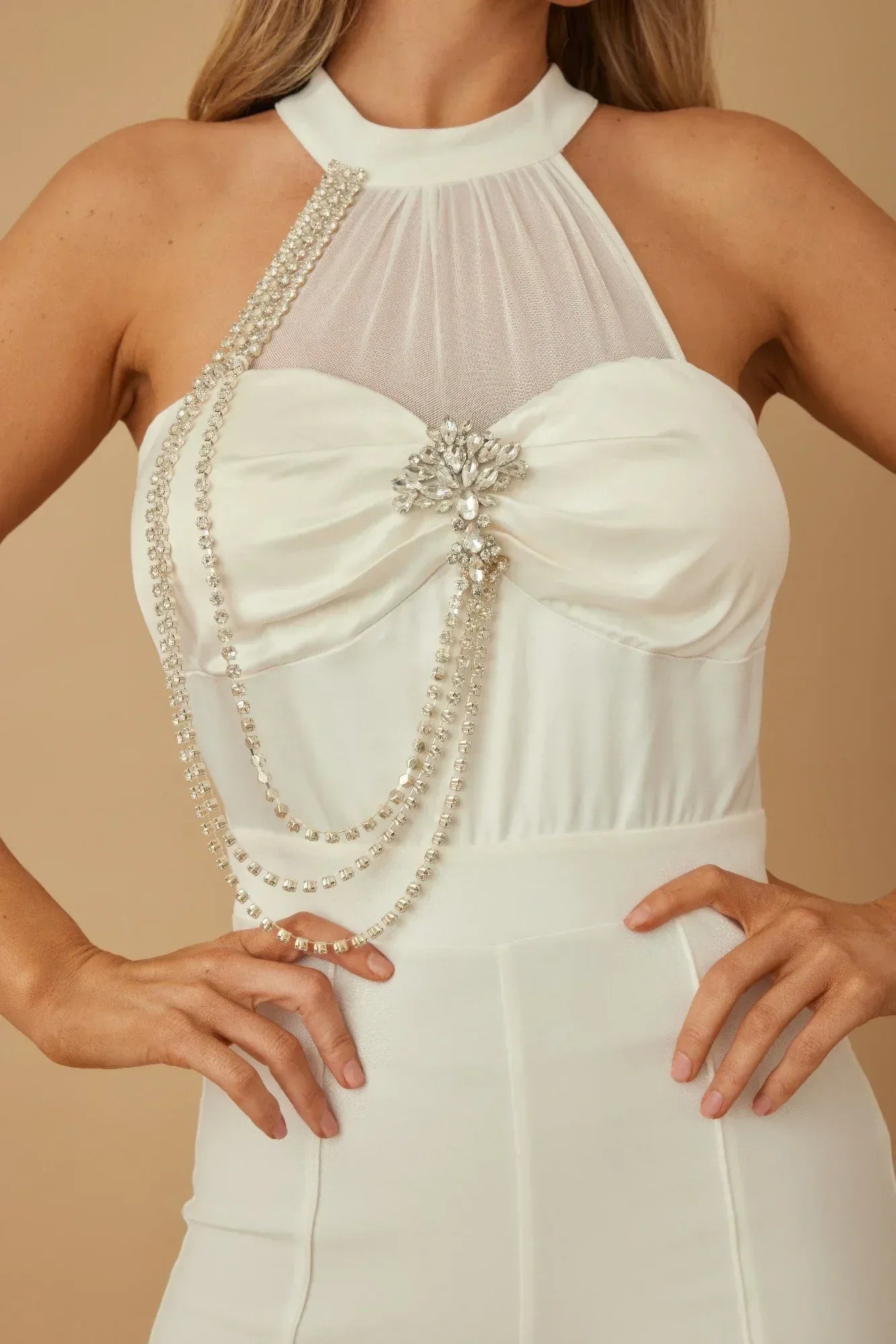 Halter Style Jumpsuit With Drag Chain | Mixtshop LLC
