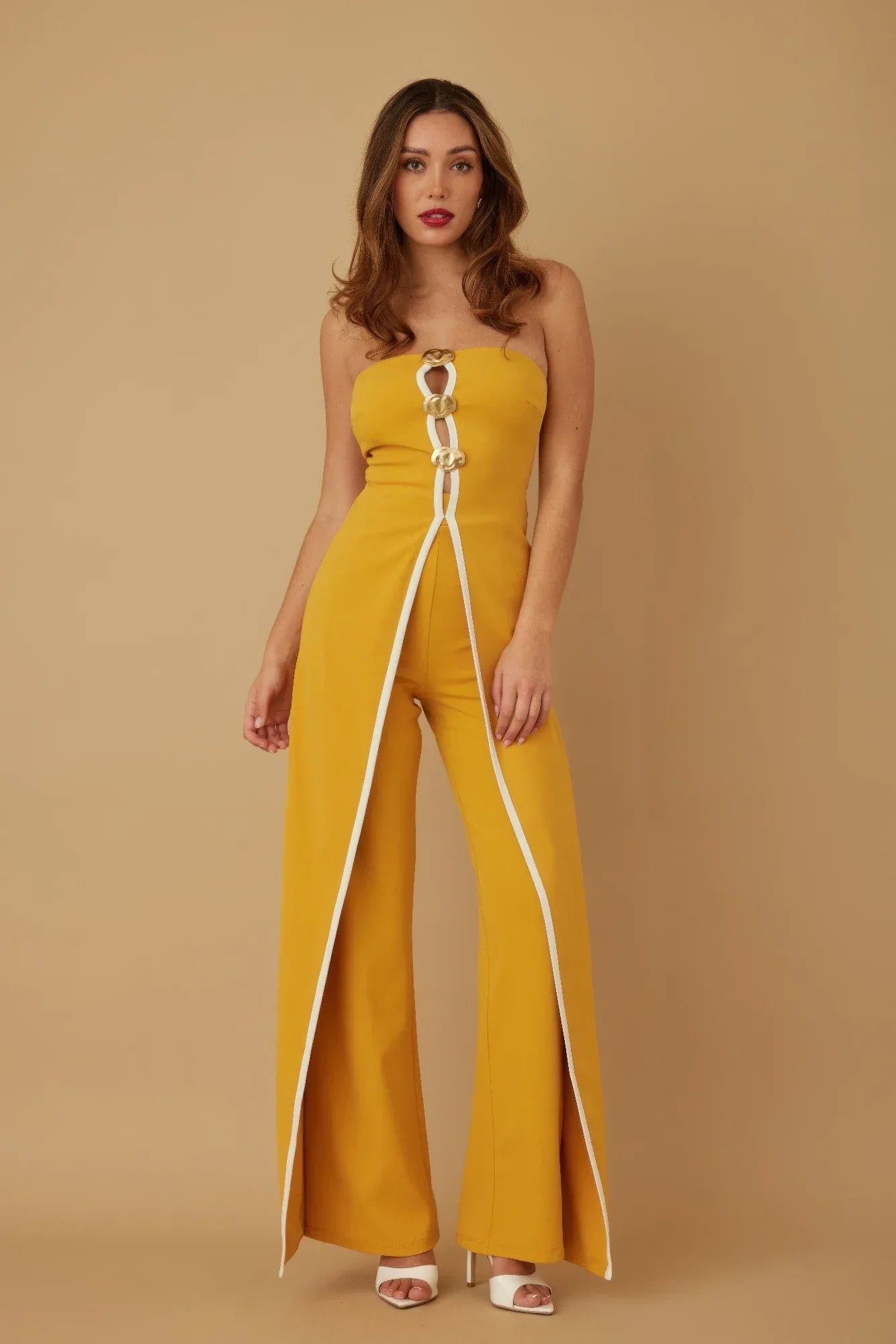 Double Flap Layer Strapless Jumpsuit | Mixtshop LLC Main image