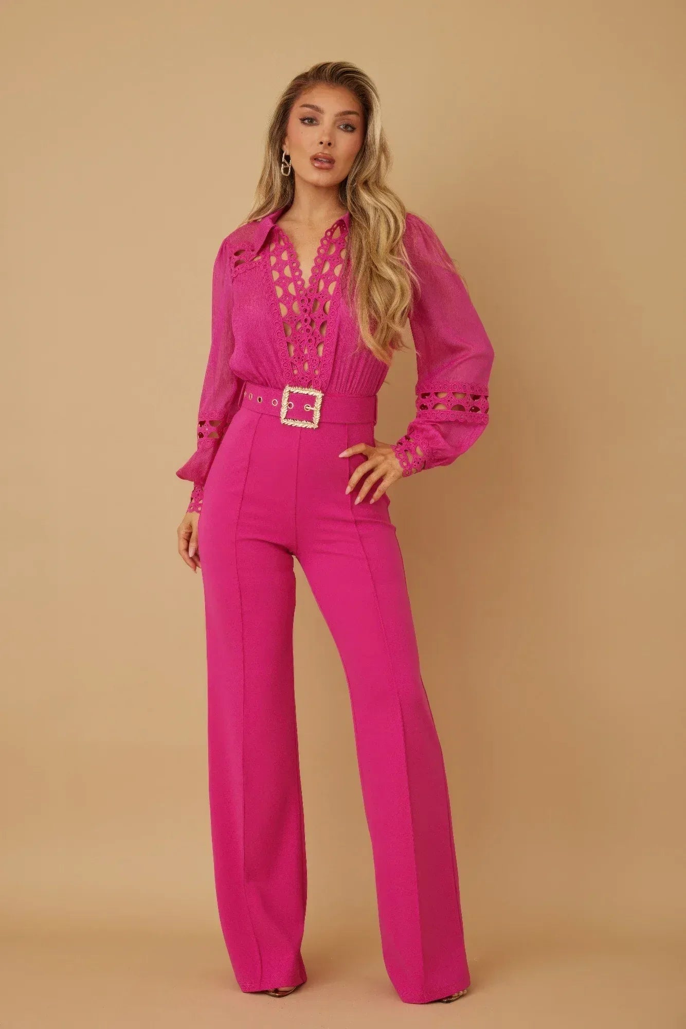 Crochet Detailed Woven Top Fashon Jumpsuit | Mixtshop LLC Main image