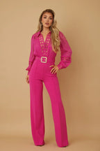 Crochet Detailed Woven Top Fashon Jumpsuit | Mixtshop LLC