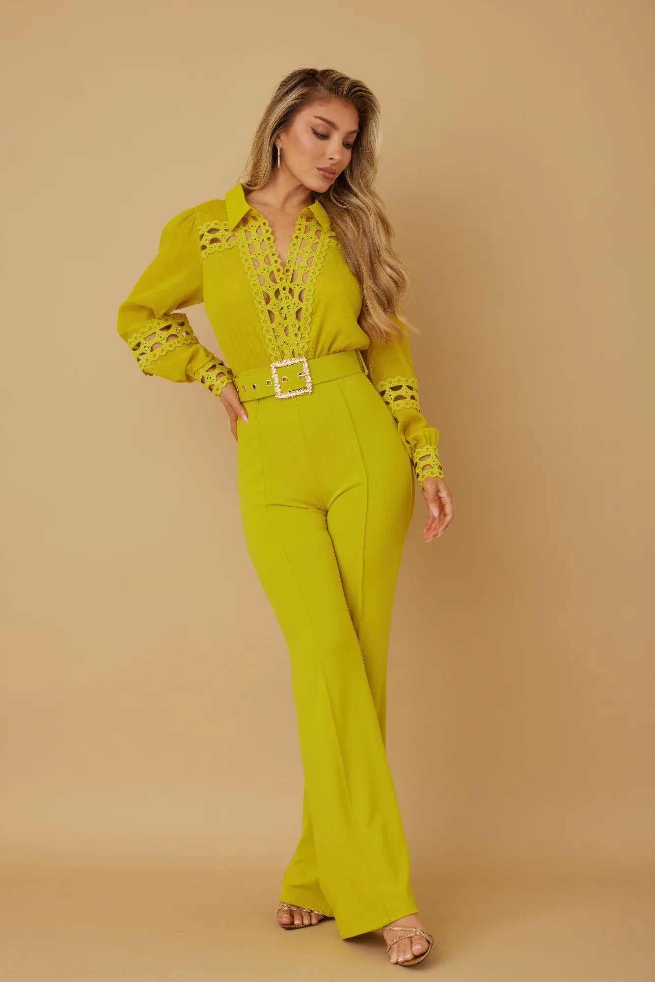Crochet Detailed Woven Top Fashon Jumpsuit | Mixtshop LLC Main image