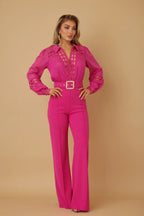 Crochet Detailed Woven Top Fashon Jumpsuit | Mixtshop LLC