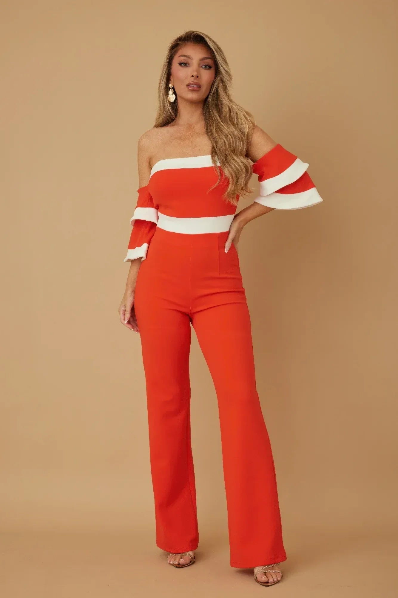 Off Shoulder Black N White Color Combo Jumpsuit | Mixtshop LLC