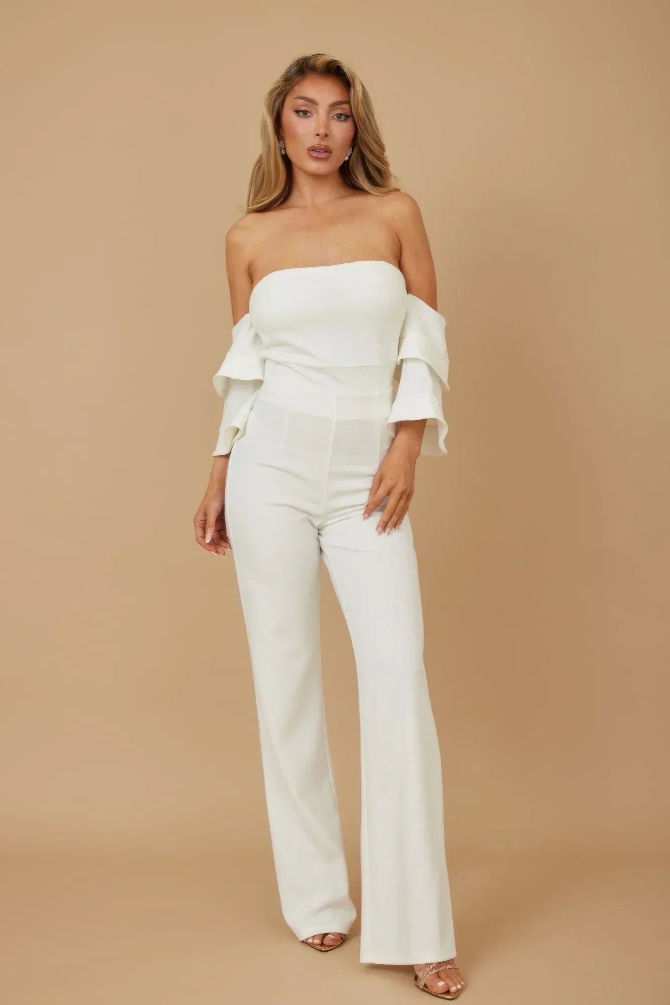Off Shoulder Black N White Color Combo Jumpsuit | Mixtshop LLC