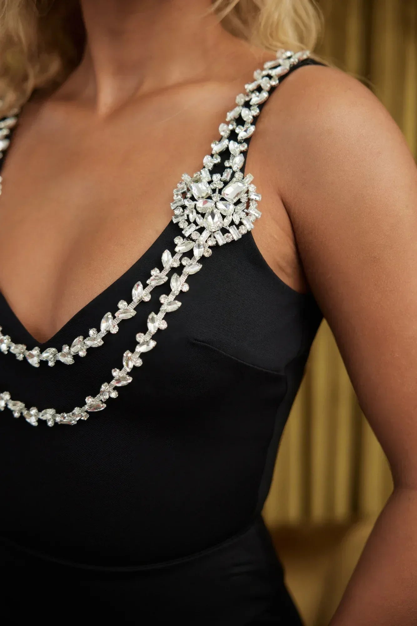 Layered Crystal Stone Strap Bodysuit | Mixtshop LLC