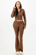 Butter Soft Crop Hoodie And Flare Pants Set | Mixtshop LLC