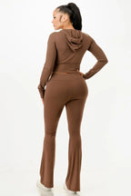 Butter Soft Crop Hoodie And Flare Pants Set | Mixtshop LLC