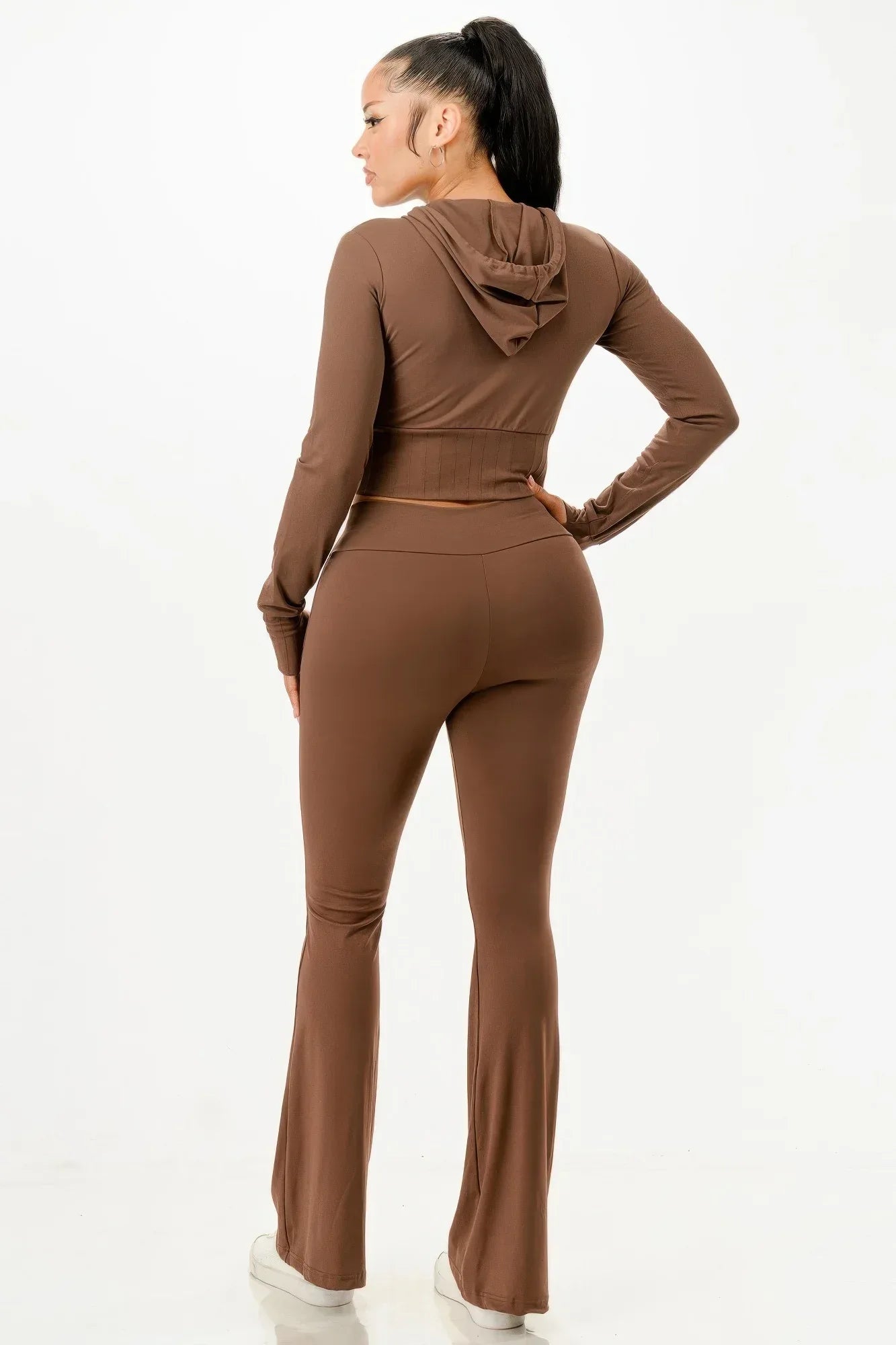 Butter Soft Crop Hoodie And Flare Pants Set | Mixtshop LLC