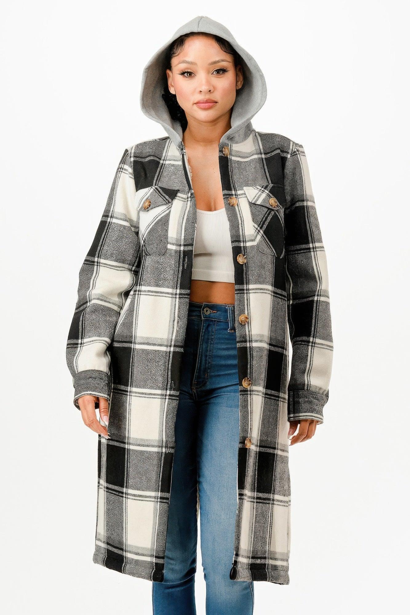 Hooded Plaid Coat | Mixtshop LLC