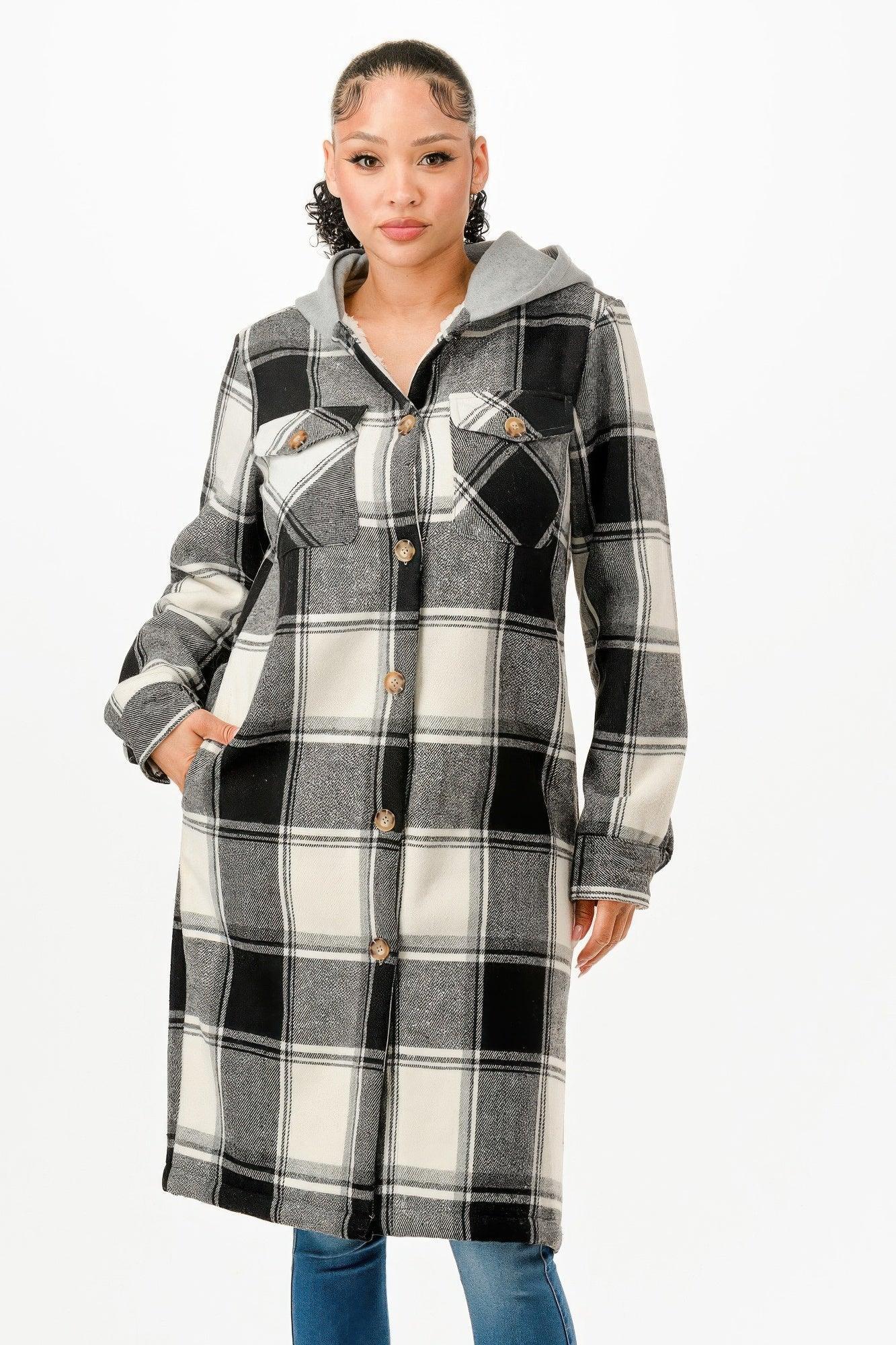 Hooded Plaid Coat | Mixtshop LLC