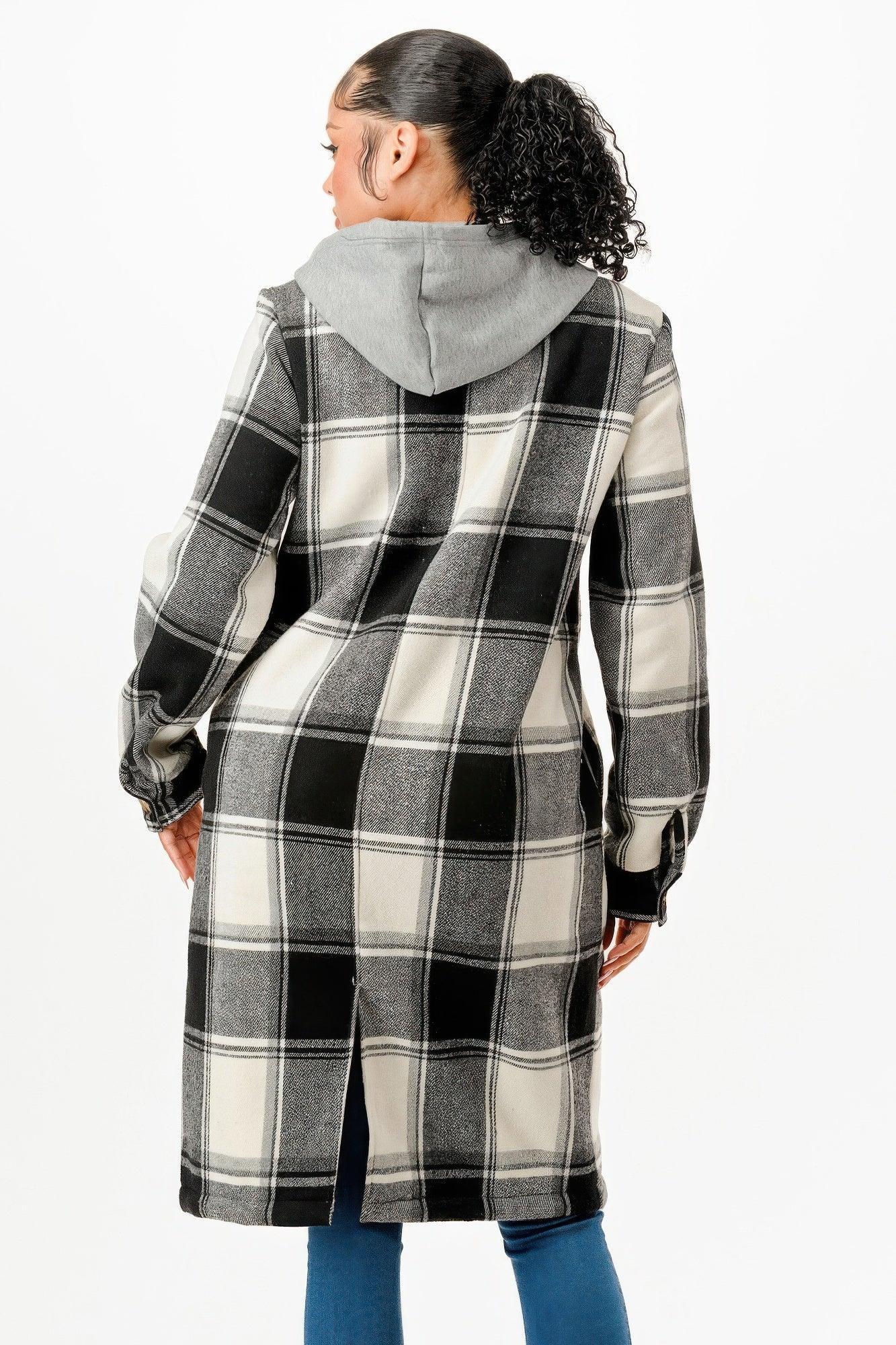 Hooded Plaid Coat | Mixtshop LLC
