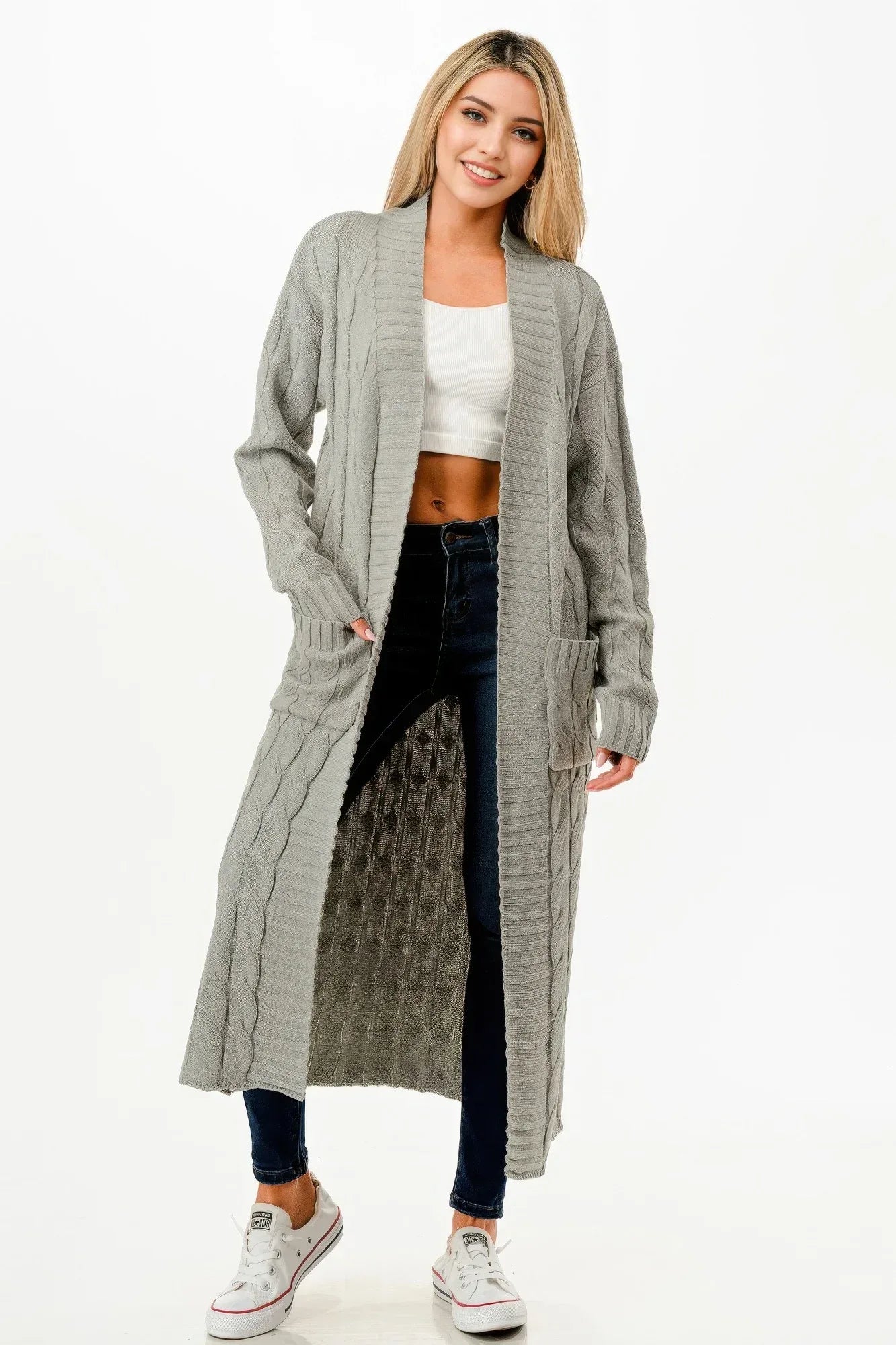 Cable Sweater Long Cardigan | Mixtshop LLC