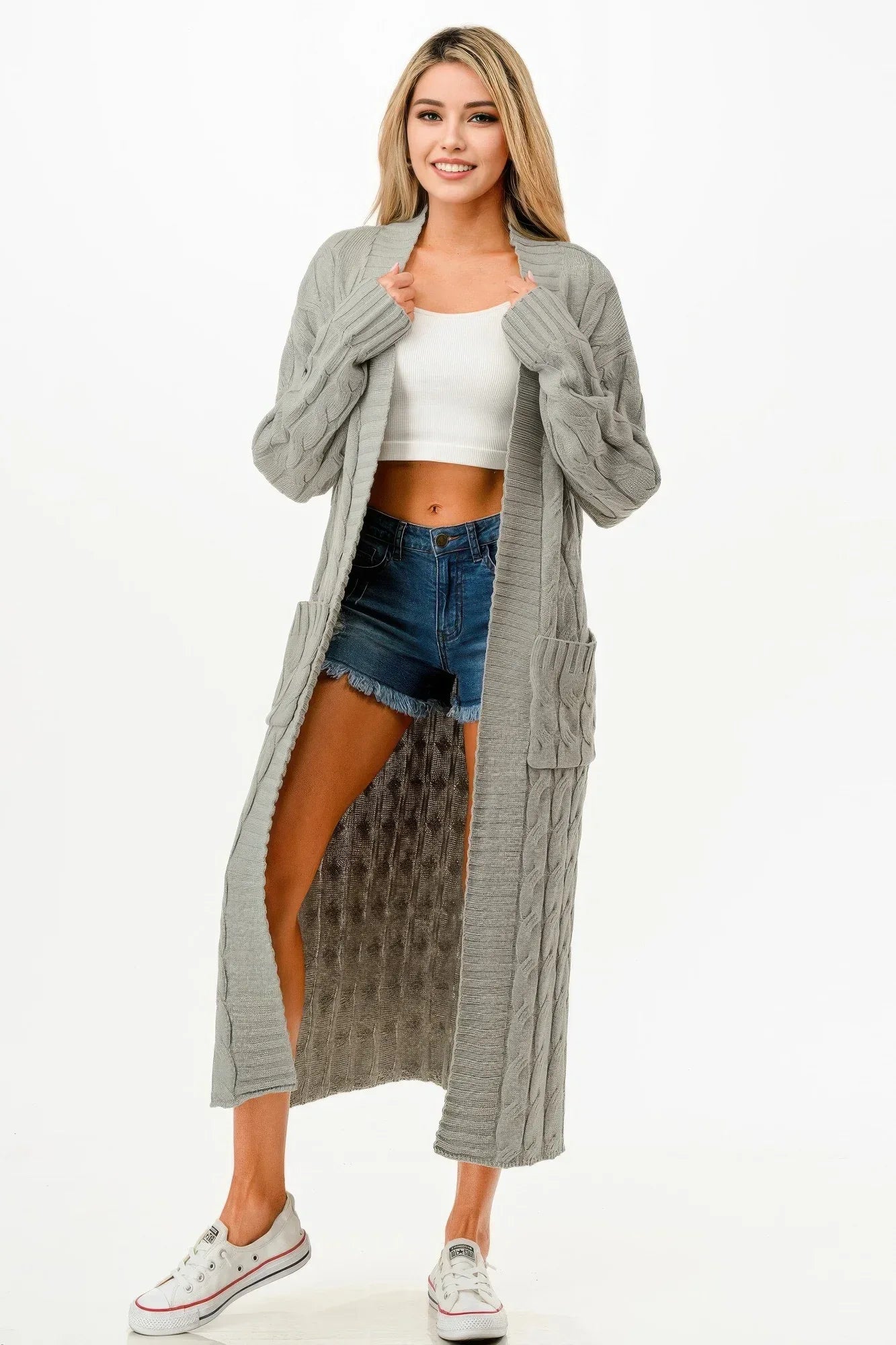 Cable Sweater Long Cardigan | Mixtshop LLC