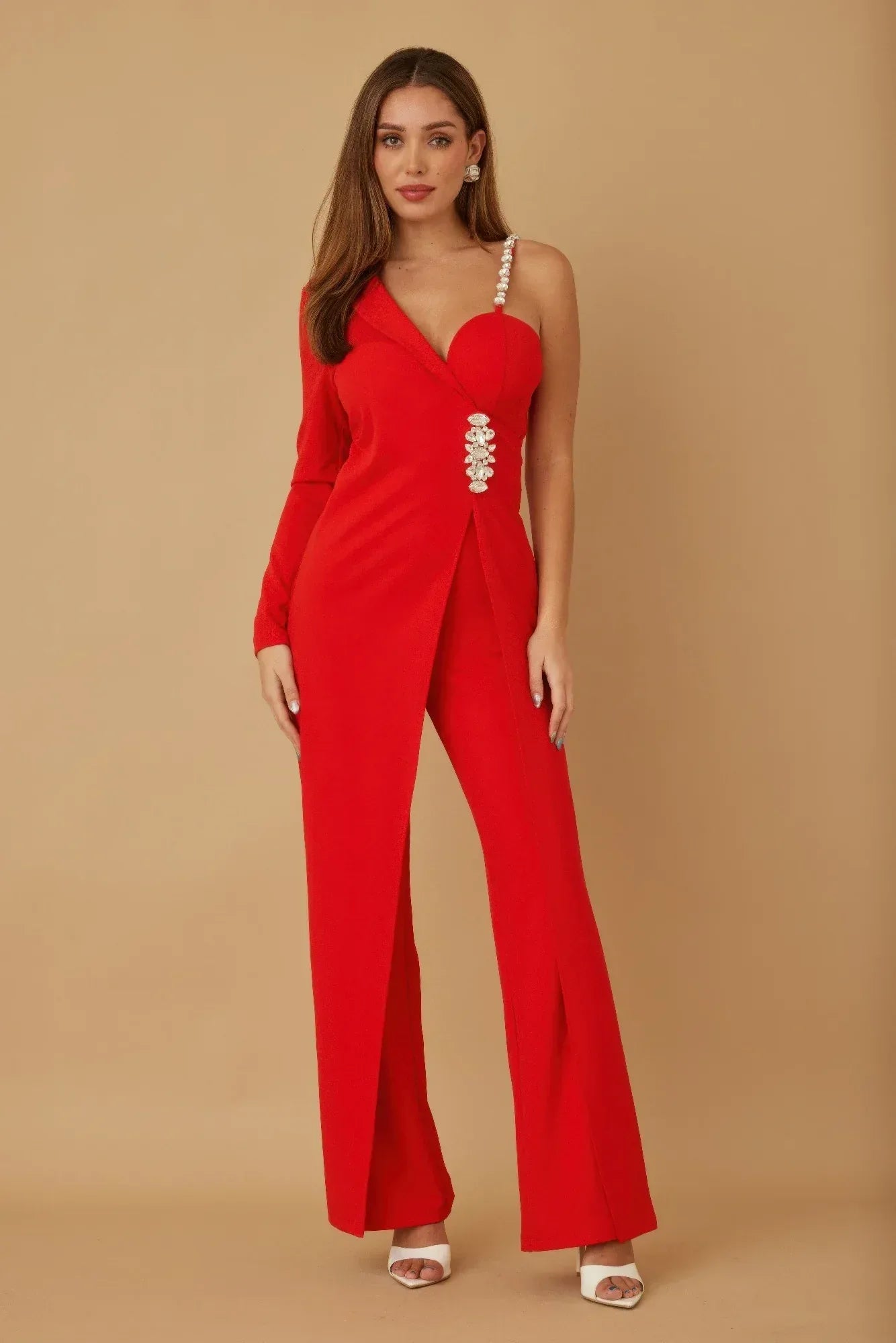 Jewel One Strap Shoulder Jumpsuit | Mixtshop LLC Main image
