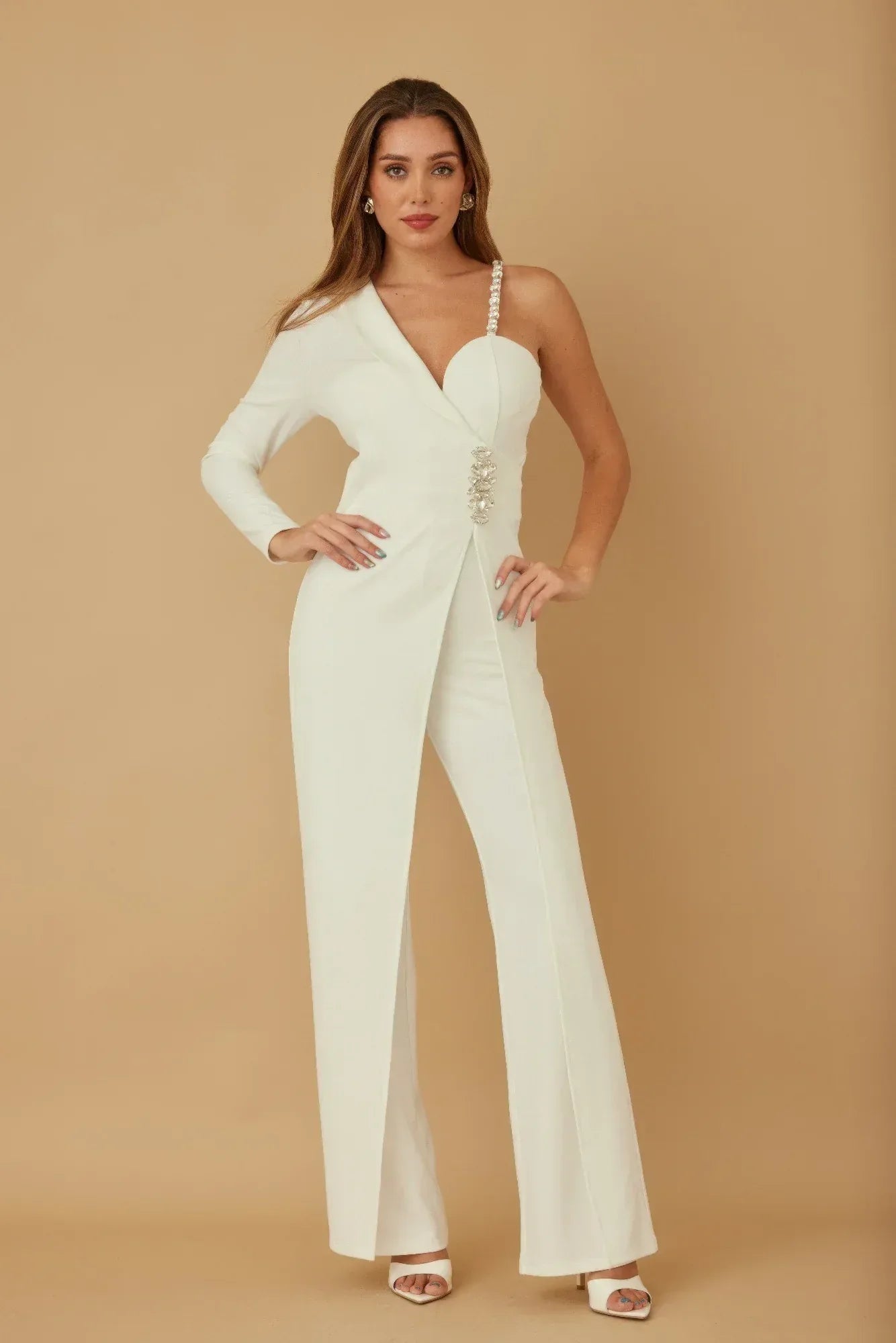 Jewel One Strap Shoulder Jumpsuit | Mixtshop LLC Main image