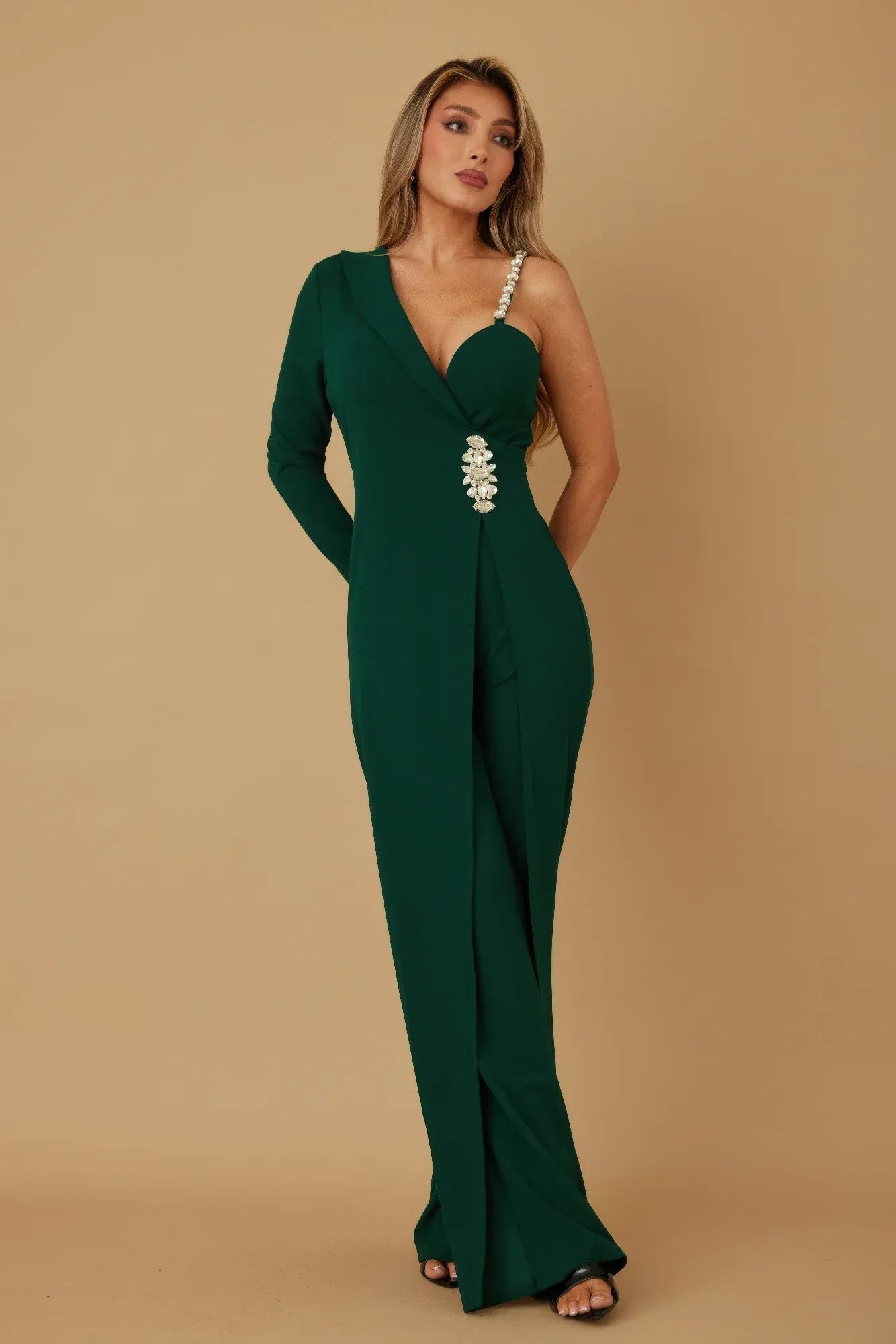 Jewel One Strap Shoulder Jumpsuit | Mixtshop LLC Main image