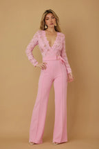 Lace Crochet Long Sleeve Jumpsuit | Mixtshop LLC