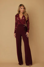 Lace Crochet Long Sleeve Jumpsuit | Mixtshop LLC