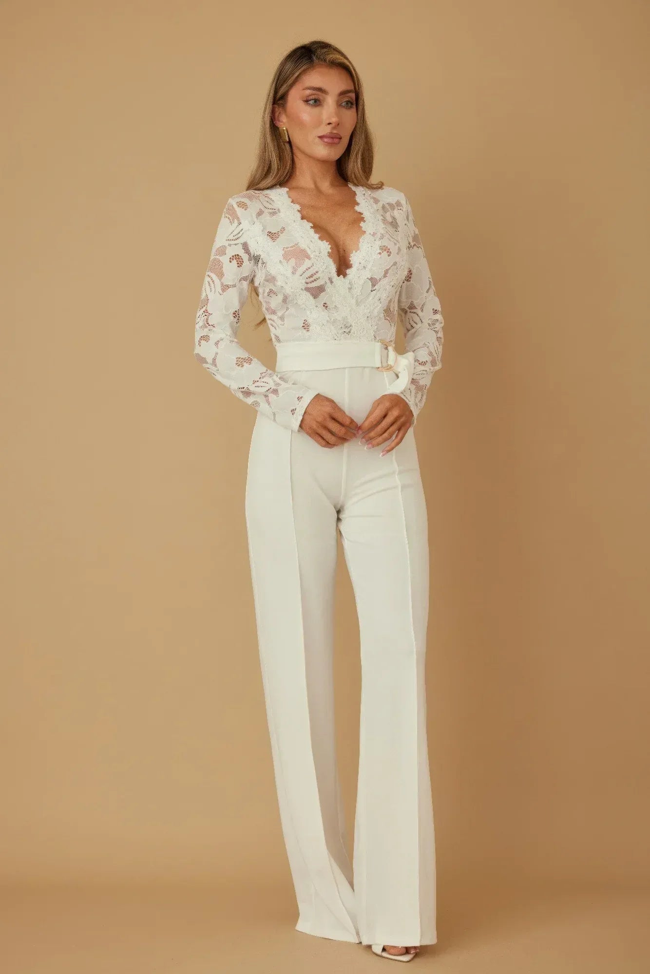 Lace Crochet Long Sleeve Jumpsuit | Mixtshop LLC