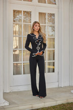 Ruffle Pattern Long Sleeve Jumpsuit | Mixtshop LLC