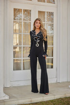 Ruffle Pattern Long Sleeve Jumpsuit | Mixtshop LLC