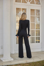 Ruffle Pattern Long Sleeve Jumpsuit | Mixtshop LLC